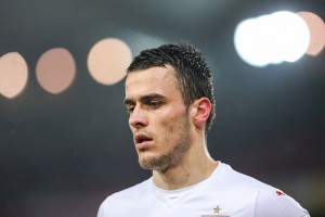 STUTTGART, GERMANY - JANUARY 30: Filip Kostic of Stuttgart looks on during the Bundesliga match between VfB Stuttgart and Hamburger SV at Mercedes-Benz Arena on January 30, 2016 in Stuttgart, Germany. (Photo by Simon Hofmann/Bongarts/Getty Images)