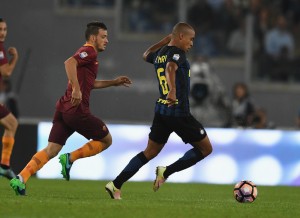 ROME, ITALY - OCTOBER 02: Joao Mario of FC Internazionale in action during the Serie A match between AS Roma and FC Internazionale at Stadio Olimpico on October 2, 2016 in Rome, Italy. (Photo by Claudio Villa - Inter/Inter via Getty Images )