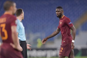 ROME, ITALY - FEBRUARY 23: AS Roma player Antonio Rudiger Reacts during the UEFA Europa League Round of 32 second leg match between AS Roma and FC Villarreal at Stadio Olimpico on February 23, 2017 in Rome, Italy. (Photo by Luciano Rossi/AS Roma via Getty Images)