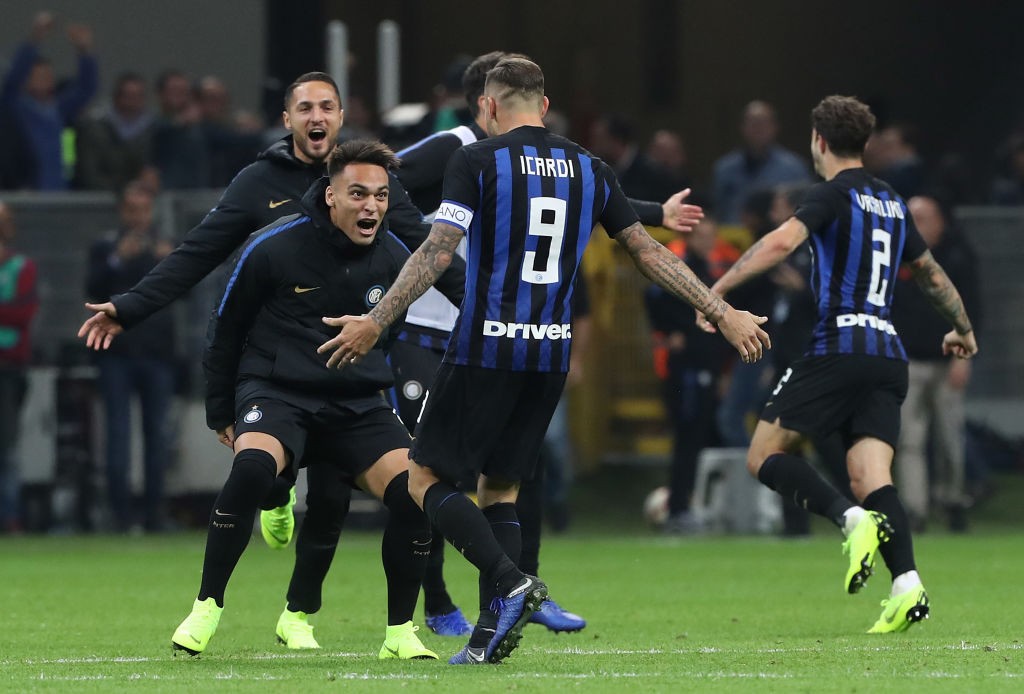 Lautaro Martinez Icardi esultanza derby Inter Milan